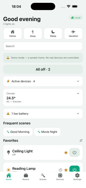 Domiara Home screen